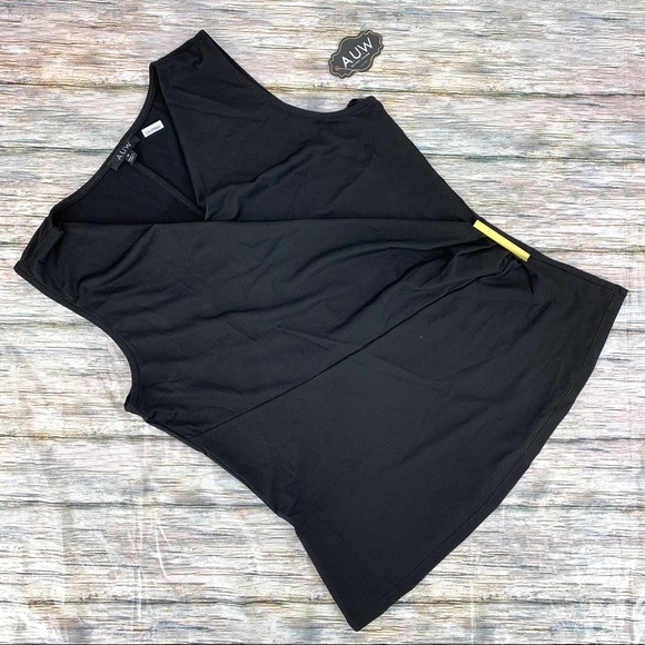 AUW NWT Black Wrap Front V-neck Ruched Sleeveless Top, Medium - Picture 11 of 16